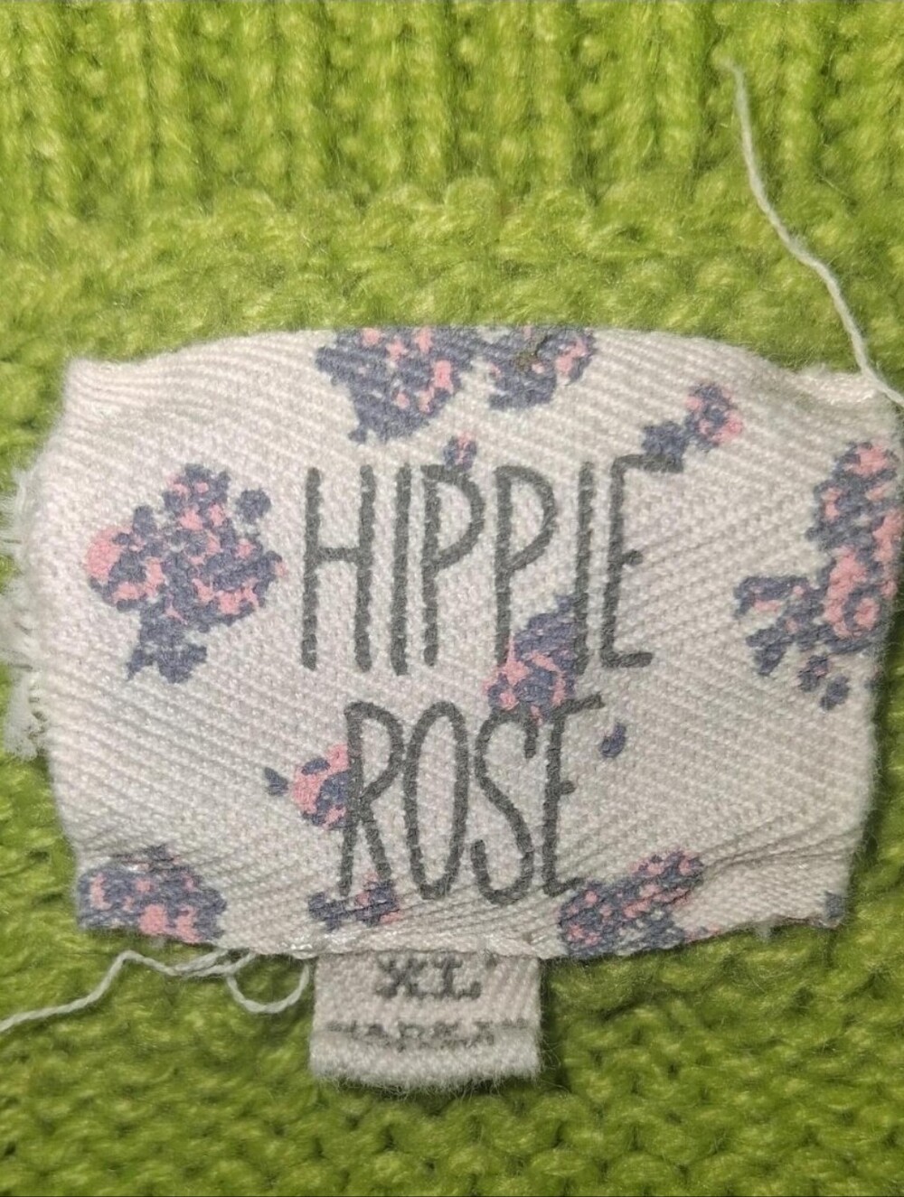 XL | Hippie Rose green cable knit sweater - Picture 2 of 4